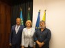 Protocolo Cooperação Lagos Pivdenne 3: , Volodymyr Novatskyi (presidente do município de Pivdenne), Maryna Mykhailenko (embaixadora da Ucrânia em Portugal) e Hugo Pereira (presidente da Câmara Municipal de Lagos)